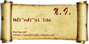 Nánási Ida névjegykártya